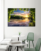 obraz reflection of sunset in river rieka slnko